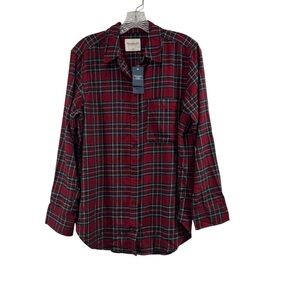 Abercrombie Fitch Soft A&F Flannel Shirt Plaid Long Sleeve Button Up Women M NEW